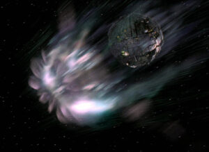 Borg sphere creates a temporal vortex (Star Trek: First Contact)