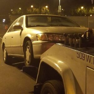 Car being towed